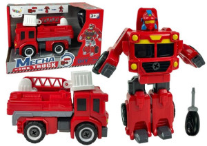 Zestaw DIY 2 w1 Straż Pożarna Robot Czerwony Transformacja