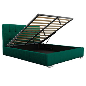 Łóżko 140x200 z pojemnikiem LB-150P zielone, welurowe