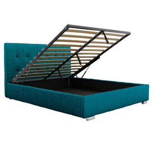 Łóżko 180x200 z pojemnikiem LB-150P morskie, welurowe