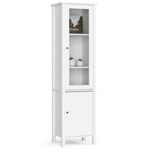 Regał Vine R 49 Cm - Biała - 1 Drzwi 1 Witryna