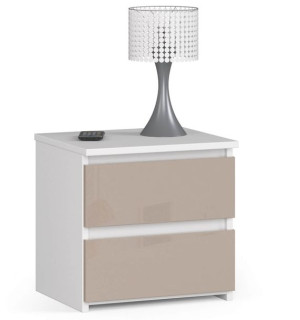 Szafka Nocna Cl2 40 Cm 2 Szuflady - Biała-cappuccino Połysk