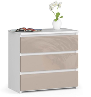 Szafka Nocna Cl3 60 Cm 3 Szuflady - Biała-cappuccino Połysk
