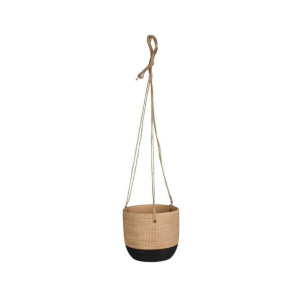 Osłonka doniczki wisząca Linas 14cm brązowo czarna