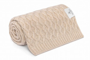 Kocyk ze 100% wełny merino warm beige Vines - premium collection my memi