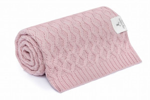 Kocyk ze 100% wełny merino powder pink Vines - premium collection my memi