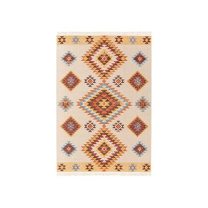 Dywan z frędzlami Kenia Kilim beżowy 120 x 170 cm