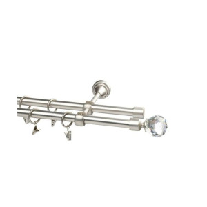 Karnisz Prado Crystal 160 cm podwójny srebrny 19 mm