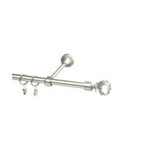 Karnisz Prado Crystal 160 cm pojedynczy srebrny 19 mm