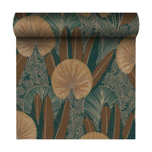 Tapeta Dandelion A54703 liście brązowa winylowa na flizelinie