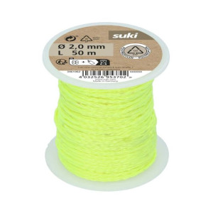 Sznurek 2 mm x 50 m pleciony neonowy żółty Suki