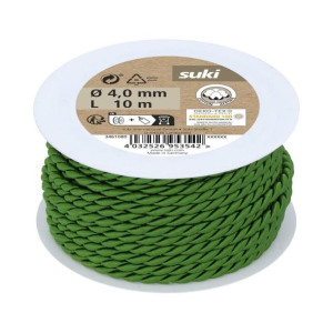 Sznurek 4 mm x 10 m pleciony ciemnozielony Suki