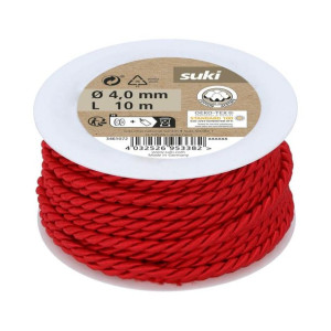 Sznurek 4 mm x 10 m pleciony czarwony Suki