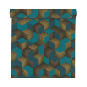 Tapeta Geometryczna 3D 403909 turkusowa winylowa na flizelinie
