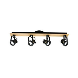 Listwa reflektorowa Technic czarna z drewnem 4 x GU10 Inspire