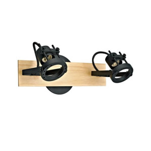 Listwa reflektorowa Technic czarna z drewnem 2 x GU10 Inspire