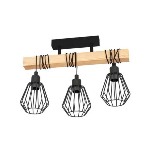 Lampa sufitowa Tabodi czarna z drewnem 3 x E27 Inspire
