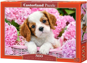 Castor Puzzle 500el Pies W Różowych Kwiatach