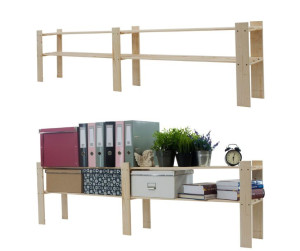Regał na książki drewniany B04R 50x170x28 2 półki Naturalny Drewno sosnowe