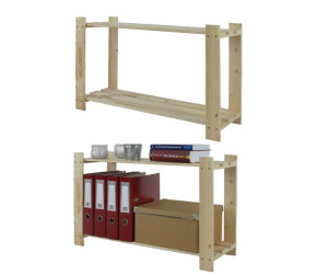 Regał na książki drewniany B06R 50x90x28 2 półki Naturalny Drewno sosnowe