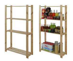 Regał na książki drewniany B17R 150x80x28 4 półki Naturalny Drewno sosnowe