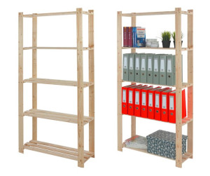 Regał na książki drewniany B18R 170x80x28 5 półek Naturalny Drewno sosnowe