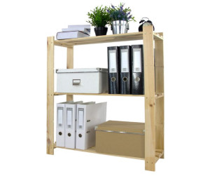 Regał na książki drewniany B26R 90x80x28 3 półki Naturalny Drewno sosnowe