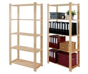 Regał na książki drewniany B24R 170x80x38 5 półek Naturalny Drewno sosnowe