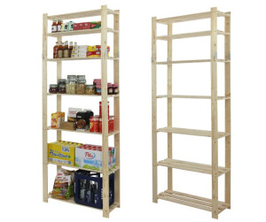 Regał na książki drewniany B28R 220x80x28 7 półek Naturalny Drewno sosnowe