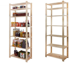 Regał na książki drewniany B30R 220x80x38 7 półek Naturalny Drewno sosnowe
