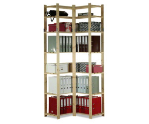 Regał na książki narożny B33R 220x85x38 7 półek Naturalny Drewno sosnowe