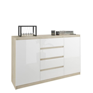 Komoda 140cm Szafka 4 Szuflady 2 Półk Sonom Połysk