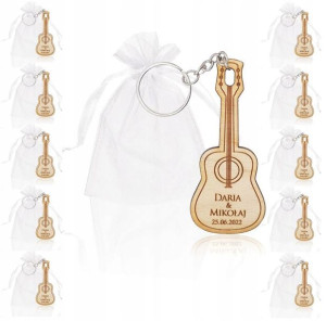 10 szt. Brelok Gitara + Worek Podziękowanie Ślub