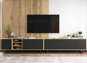 Szafka RTV Loft Industrialna Czarny MAT 300 cm