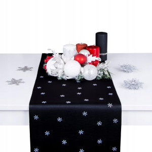 bieżnik świąteczny GWIAZDKI 40x140 czarny