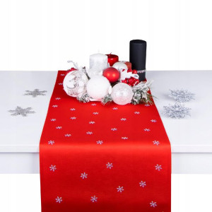 bieżnik świąteczny GWIAZDKI 40x200 czerwony