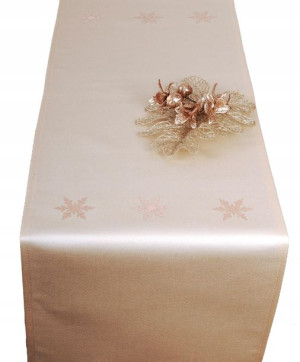 bieżnik świąteczny ŚNIEŻKA BROKAT 40x140 beżowy