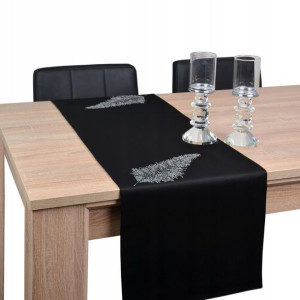 PAS DEKORACYJNY LIŚĆ 40 x140 plamoodporny czarny