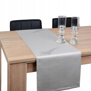 PAS DEKORACYJNY LIŚĆ 40 x160 plamoodporny szary