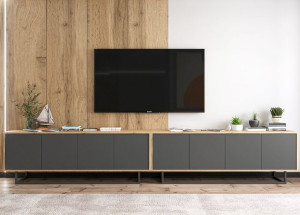 Szafka RTV Loft Industrialna RTV Grafit MAT 300 cm