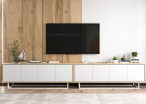 Szafka RTV Loft Industrialna Komoda Biały MAT 300