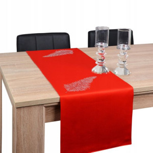 PAS DEKORACYJNY LIŚĆ 40x220 plamoodporny czerwony