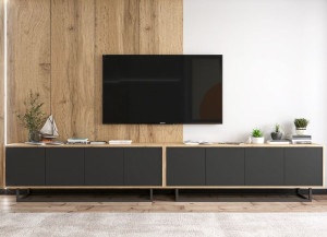 Szafka RTV Loft Komoda RTV Loft Czarny MAT 300 cm