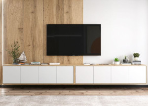 Wisząca Szafka RTV Loft Komoda RTV Biały MAT 300 cm