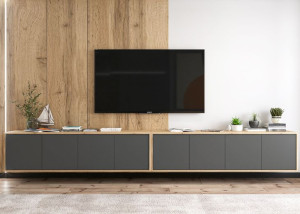 Wisząca Szafka Loft Komoda RTV grafit MAT 300 cm