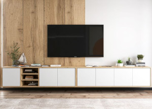 Wisząca szafka RTV Loft Industrialna Biały MAT 300