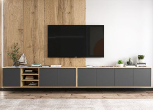 Wisząca Szafka RTV Loft Komoda Grafit MAT 300 cm