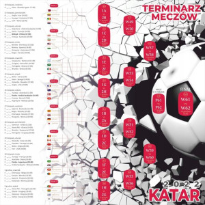 Terminarz 80cm Mistrzostw Świata Katar 2022 +flagi