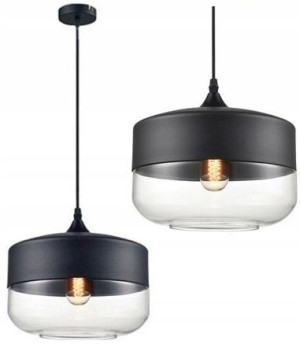 Lampa Wisząca Szklana Loft Industrial Zenit Black