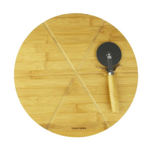 Deska bambusowa z nożem do pizzy TOPFANN 32x1,2 cm