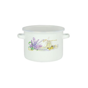 Garnek emaliowany z plastikową pokrywą Młyn/Różyczki 16cm/2L
